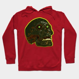 Burnt skull with glowing green eyes Hoodie